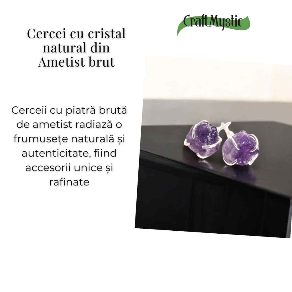 Cercei cu Ametist Brut – Energie Pozitiva si Echilibru Interior [3]