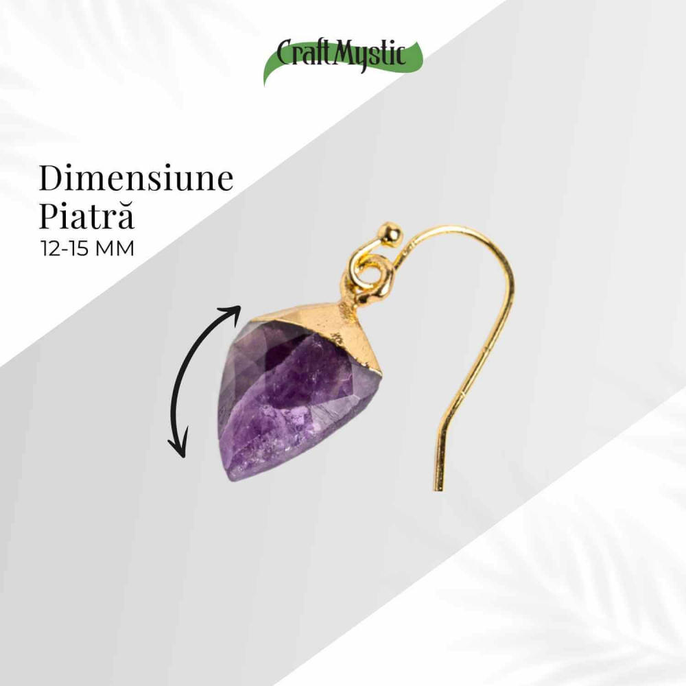 Cercei Aurii Eleganti cu Ametist Natural Fatetat – Eleganta si Protectie [4]