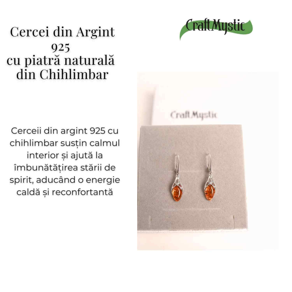 Cercei Argint 925 cu Chihlimbar - Protectie si Eleganta Naturala [5]