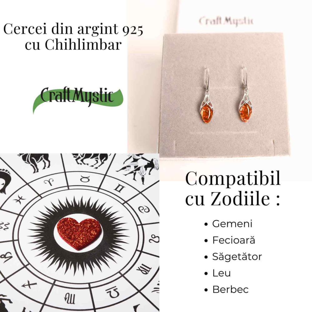 Cercei Argint 925 cu Chihlimbar - Protectie si Eleganta Naturala [4]