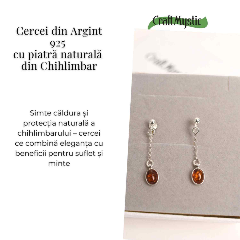 Cercei lungi din argint 925 cu chihlimbar natural – Energie si Rafinament [3]