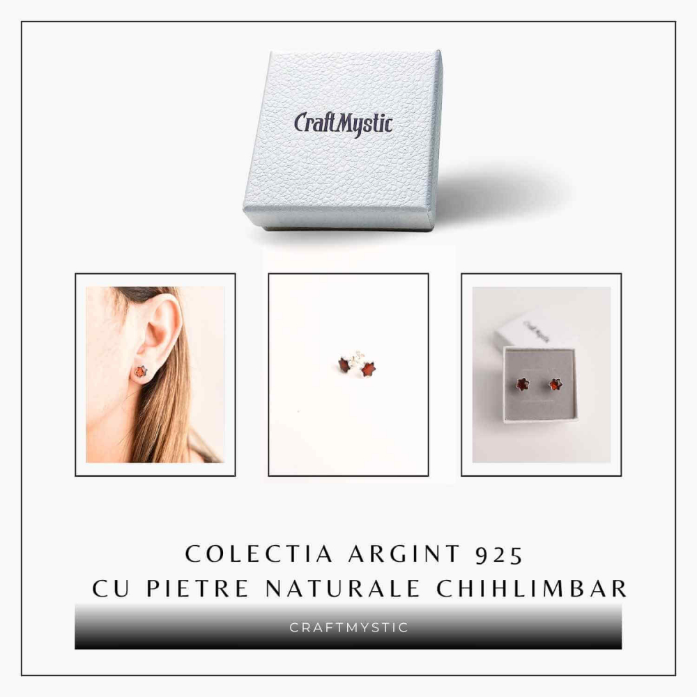 Cercei Steluta din argint 925 cu Chihlimbar Natural – Protectie si Eleganta [6]