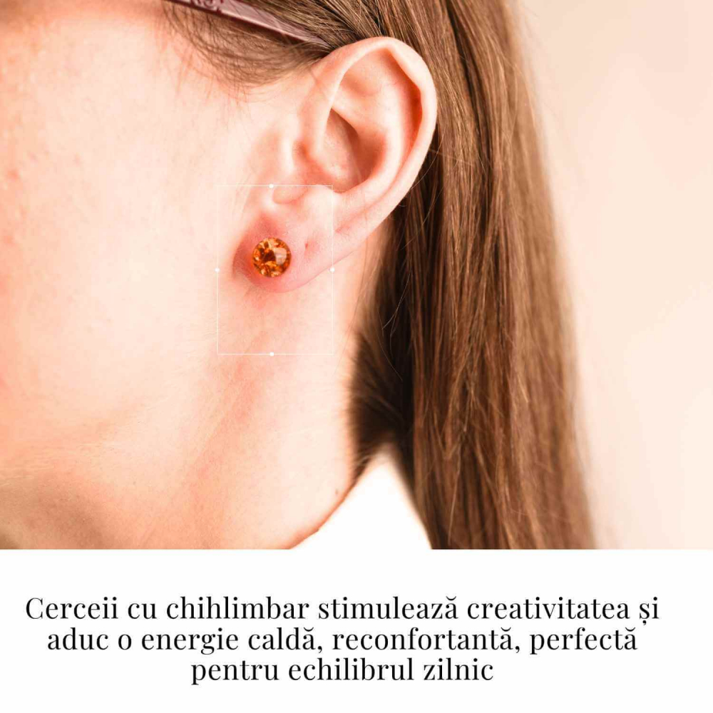 Cercei Argint 925 cu Chihlimbar Bobita - Eleganta si Energie Pozitiva [2]