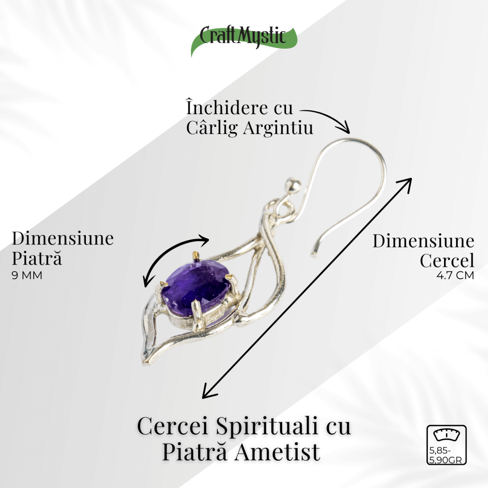 Cercei cu Ametist – Bijuterii Spirituale pentru Calm si Claritate [3]