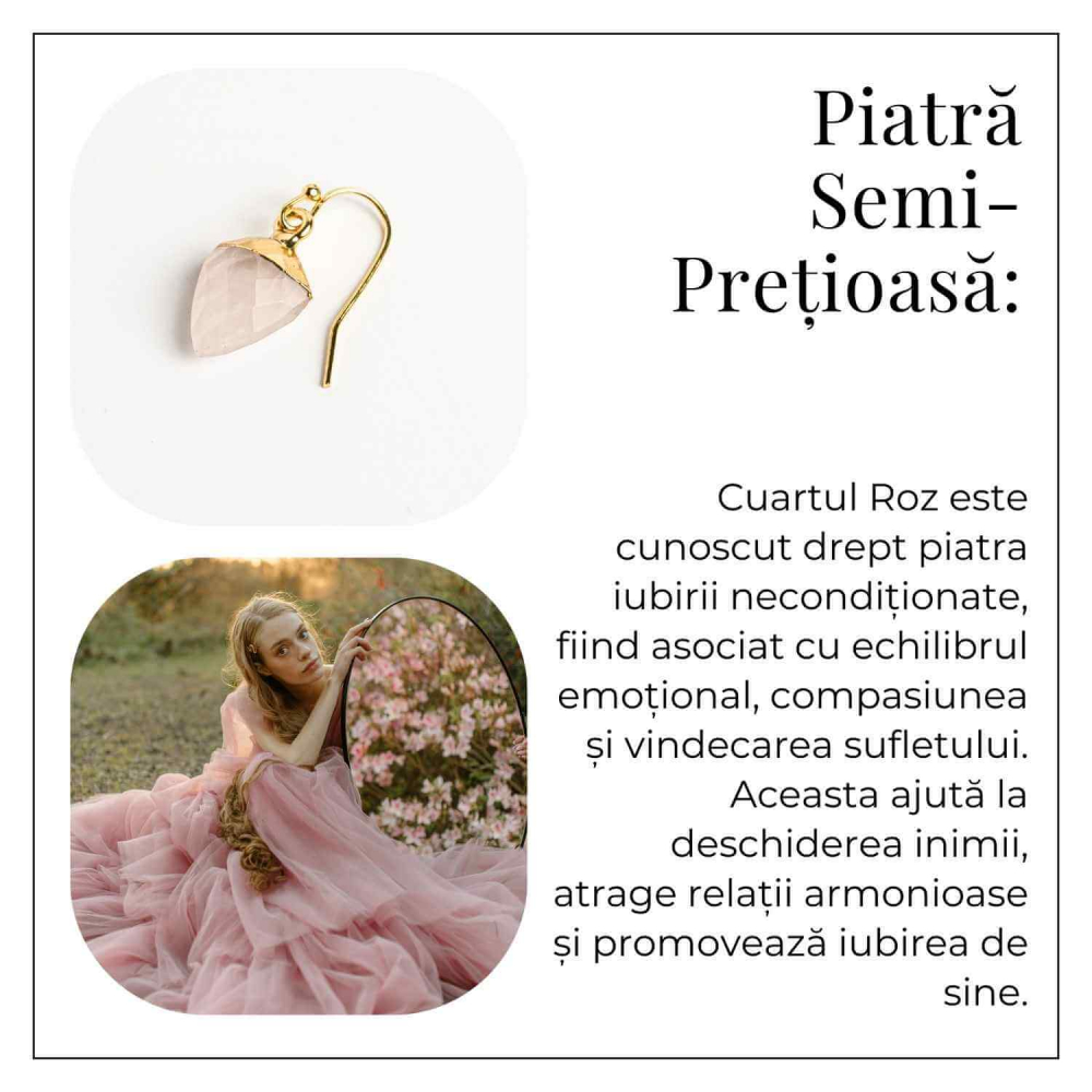 Cercei din Cuart Roz Natural Fatetat - Iubire Si Armonie [6]