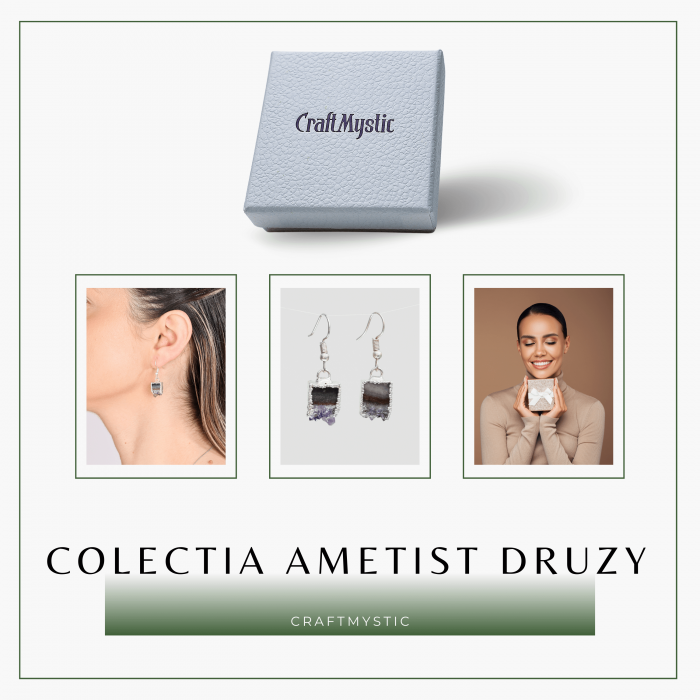 Cercei Argintii din Ametist Druzy Natural 15 mm [5]