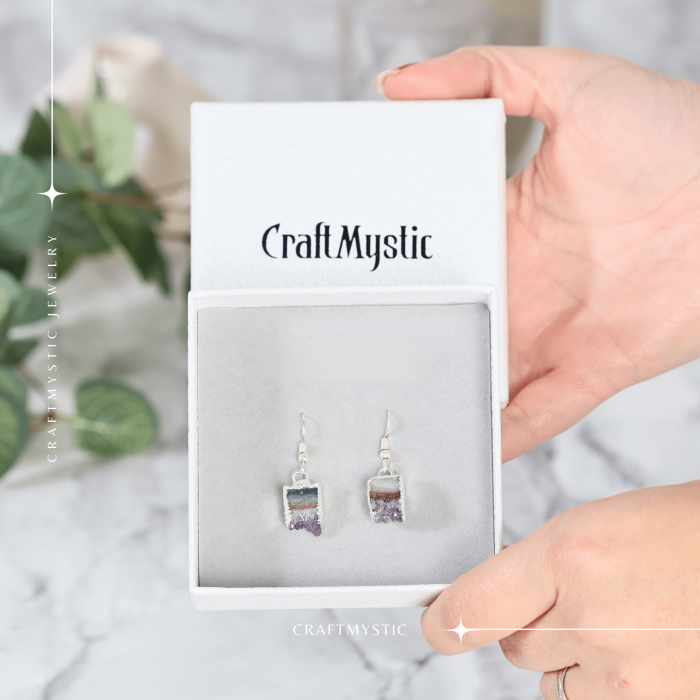 Cercei Argintii din Ametist Druzy Natural 15 mm [3]