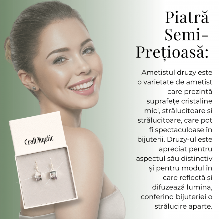 Cercei Argintii din Ametist Druzy Natural 15 mm [7]