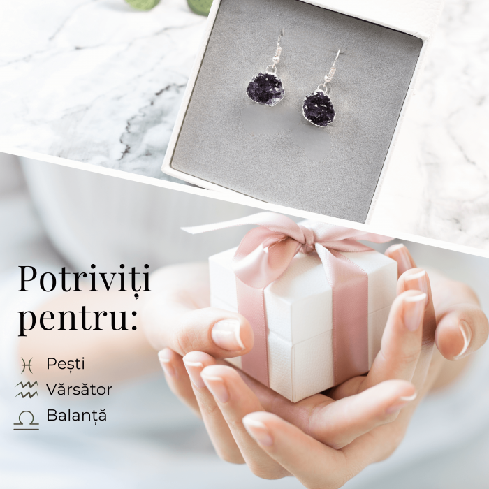 Cercei Argintii cu Ametist Cluster Natural 10-15mm [3]