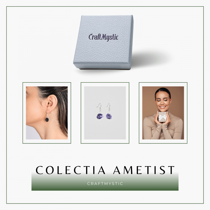 Cercei Argintii cu Ametist Cluster Natural 10-15mm [8]