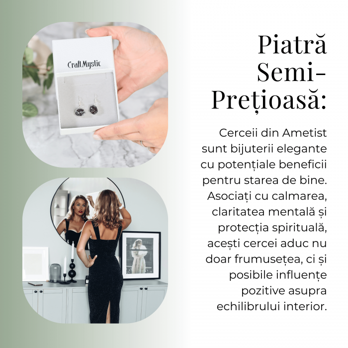 Cercei Argintii cu Ametist Cluster Natural 10-15mm [5]