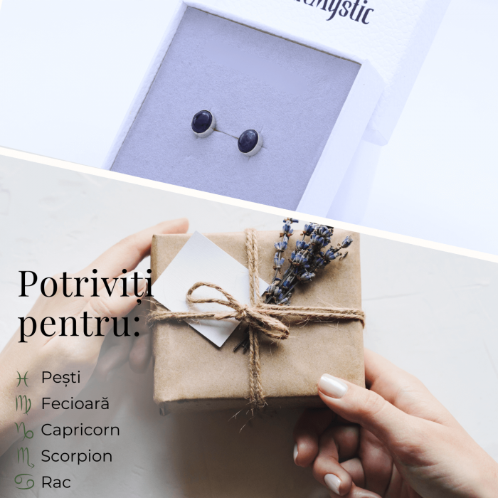 Cercei Eleganti cu Ametist Natural inchidere pe surub, pentru calm si echilibru [5]