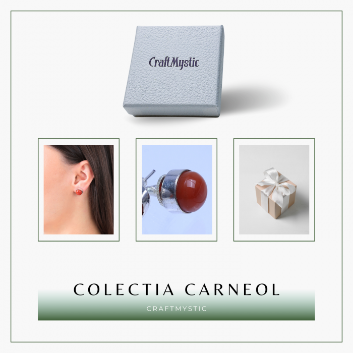 Cercei Eleganti cu Carneol Natural, inchidere pe surub, pentru energie si curaj [7]