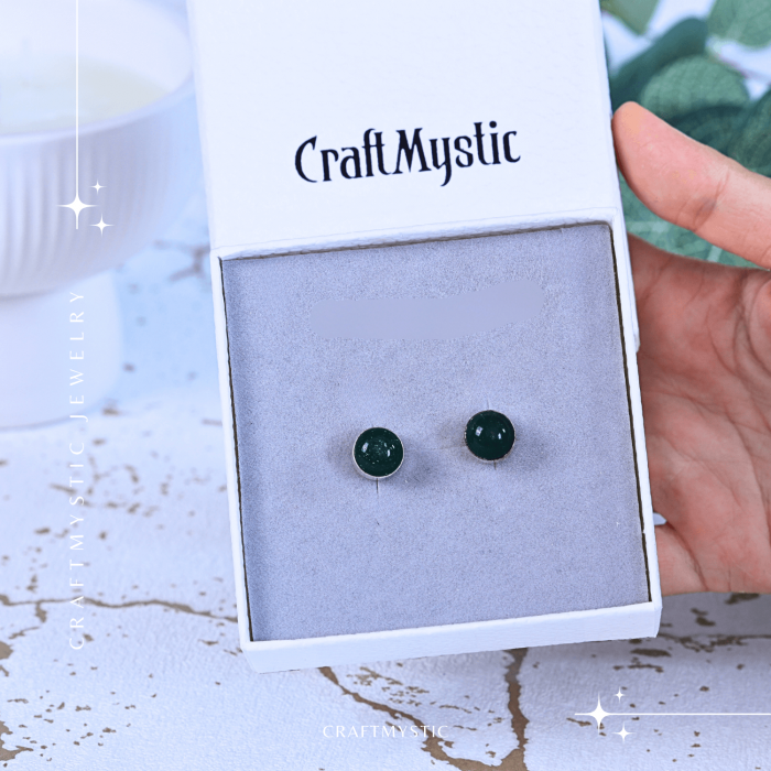 Cercei Eleganti cu Jad Verde, inchidere pe surub, pentru echilibru si protectie [8]