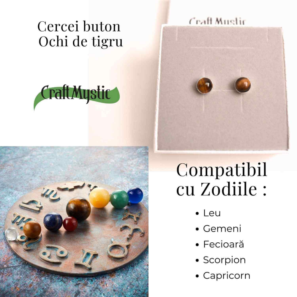 Cercei Eleganti cu Ochi de Tigru Natural - Protectie si incredere [4]