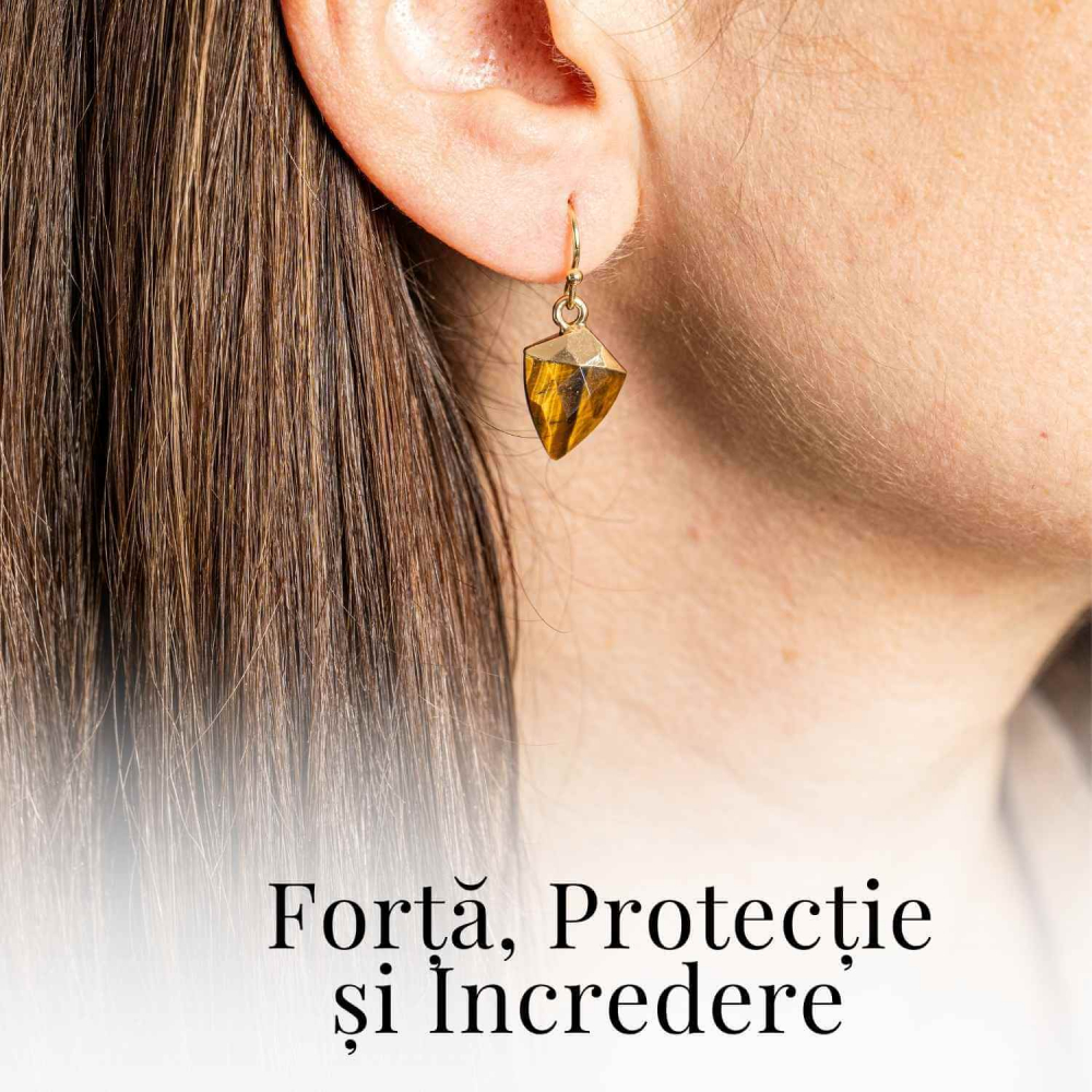 Cercei Eleganti cu Ochi de Tigru Natural Fatetat - Protectie si Claritate [2]