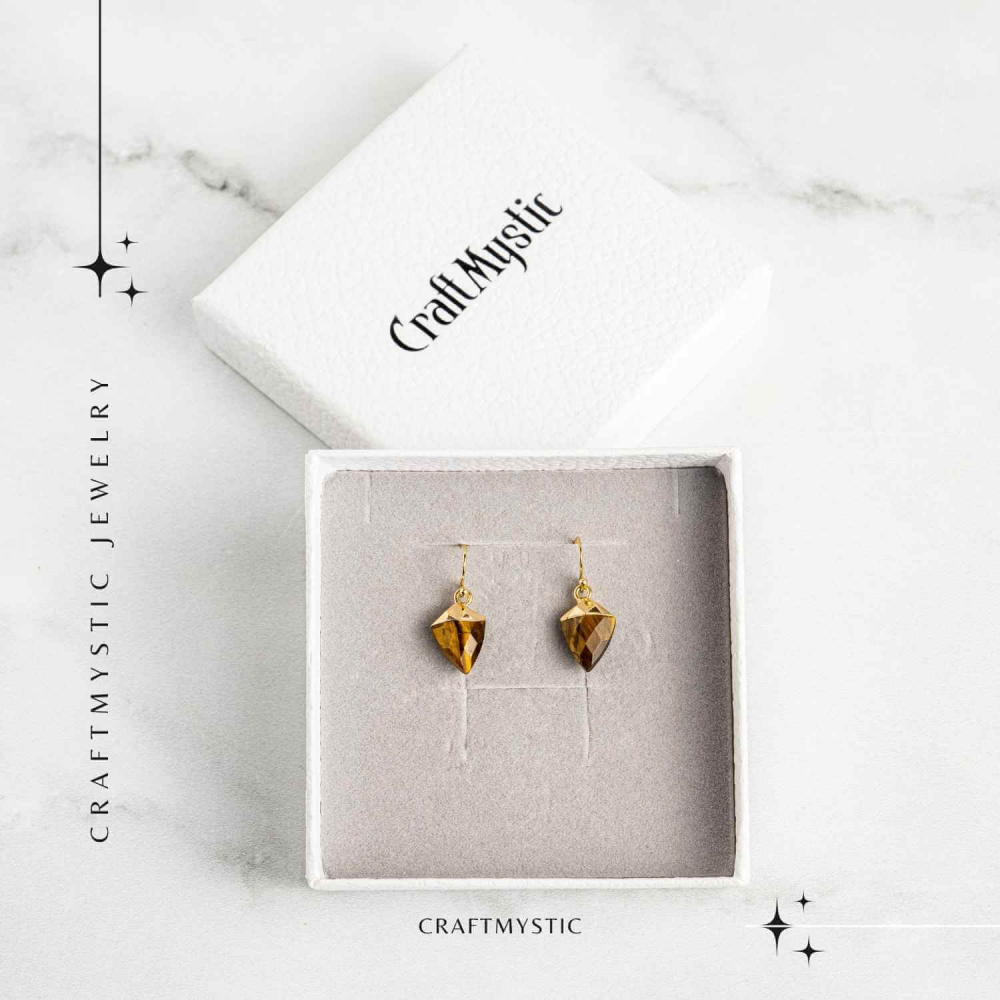 Cercei Eleganti cu Ochi de Tigru Natural Fatetat - Protectie si Claritate [7]