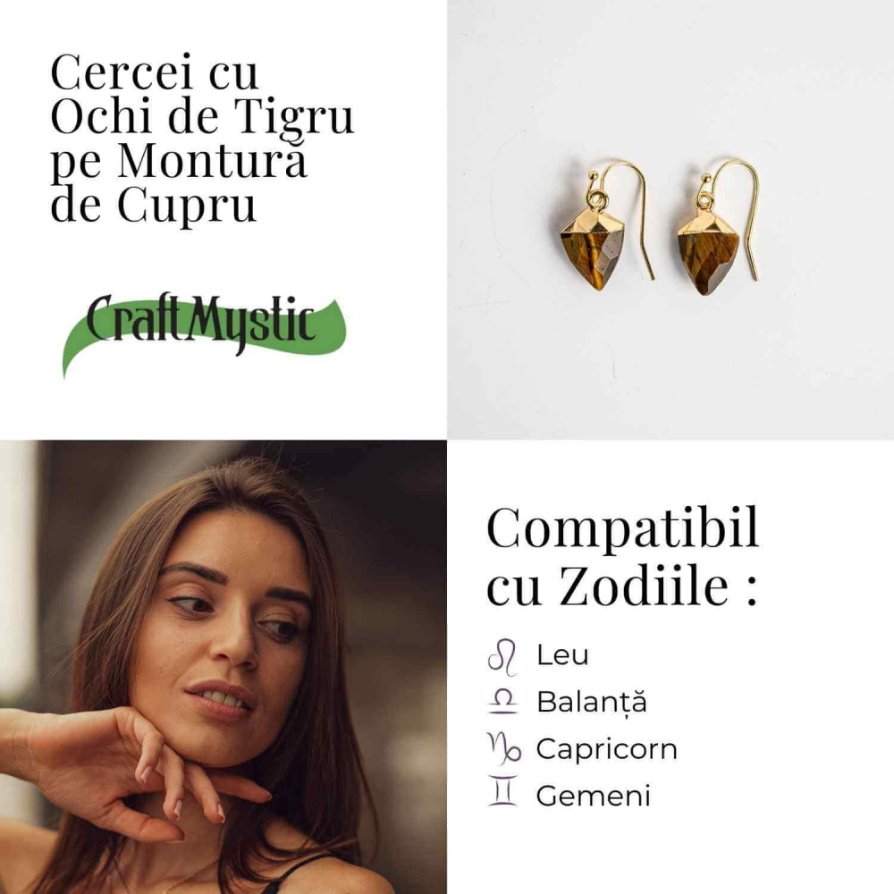 Cercei Eleganti cu Ochi de Tigru Natural Fatetat - Protectie si Claritate [5]