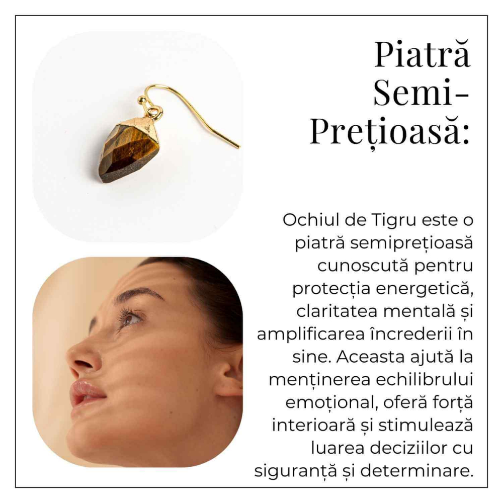 Cercei Eleganti cu Ochi de Tigru Natural Fatetat - Protectie si Claritate [6]