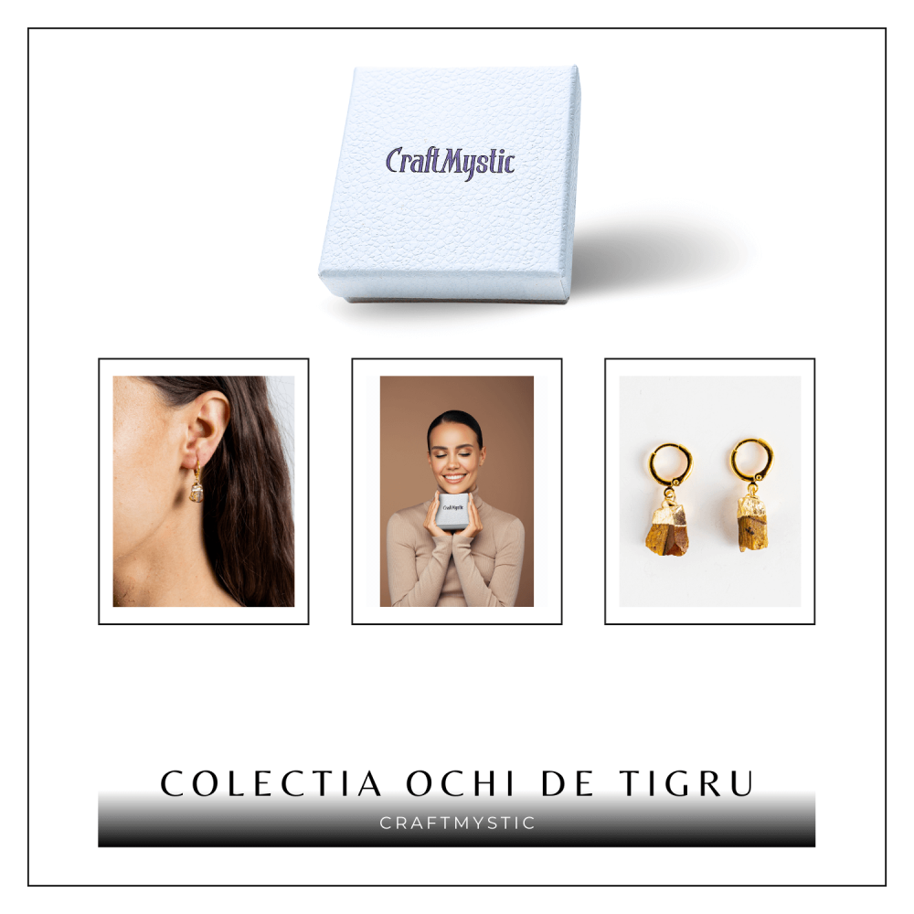 Cercei Aurii cu Ochi de Tigru Brut Natural – Putere si Protectie [7]