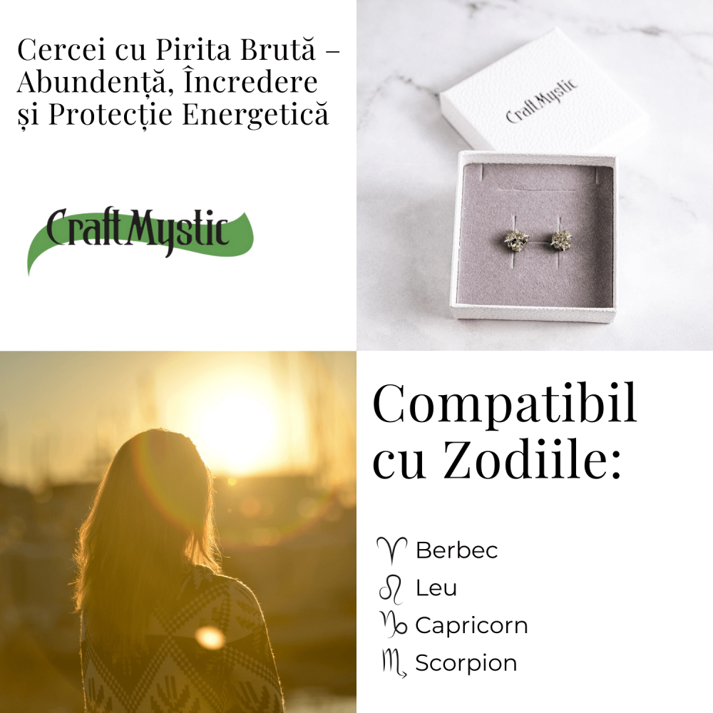 Cercei cu Pirita bruta – Abundenta, incredere si protectie energetica [4]
