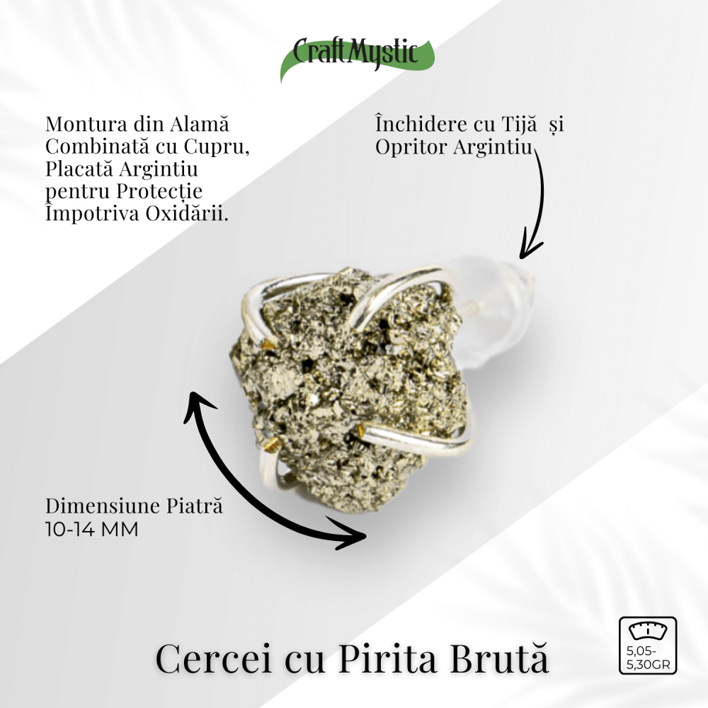 Cercei cu Pirita bruta – Abundenta, incredere si protectie energetica [3]