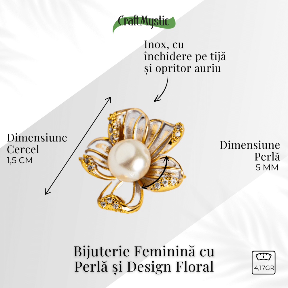 Floare de lumina – Cercei cu perla naturala si design floral [3]