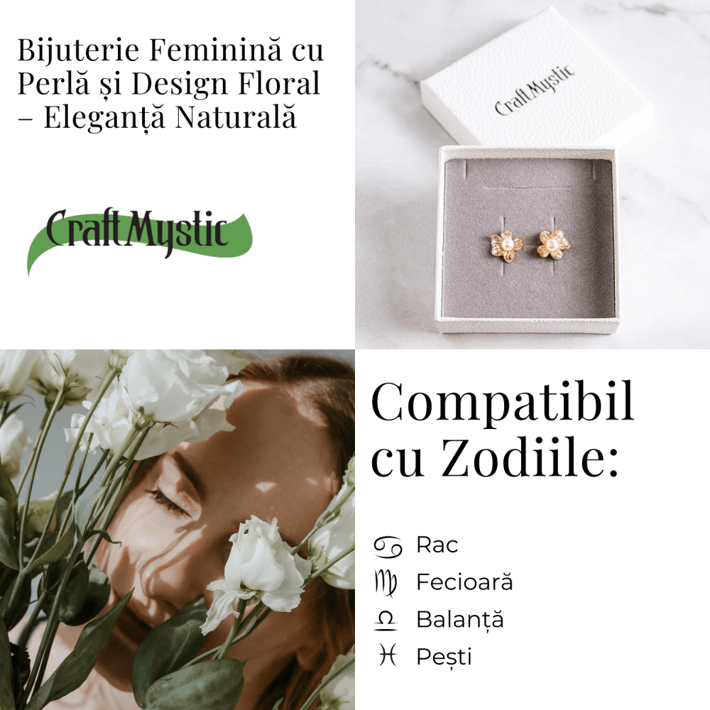 Floare de lumina – Cercei cu perla naturala si design floral [6]