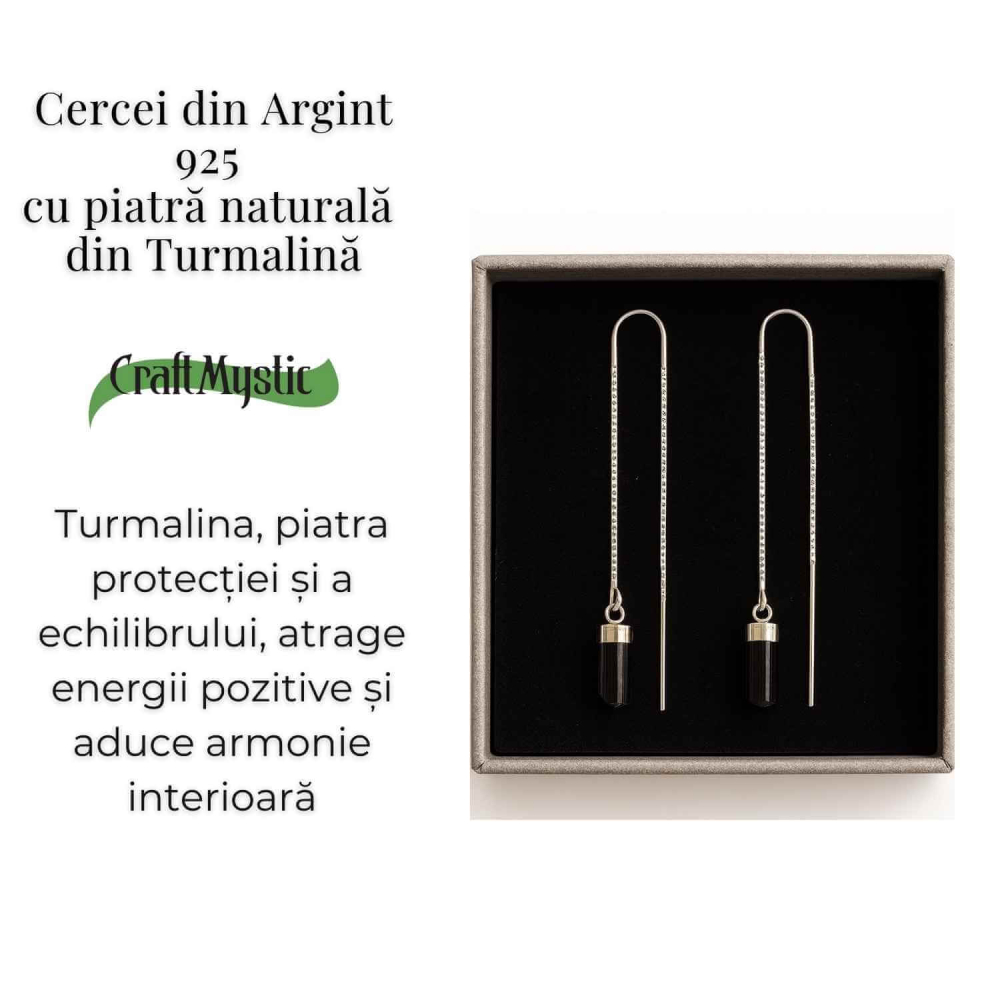 Protectie si Echilibru Energetic – Cercei din Argint 925 cu Turmalina Naturala [4]