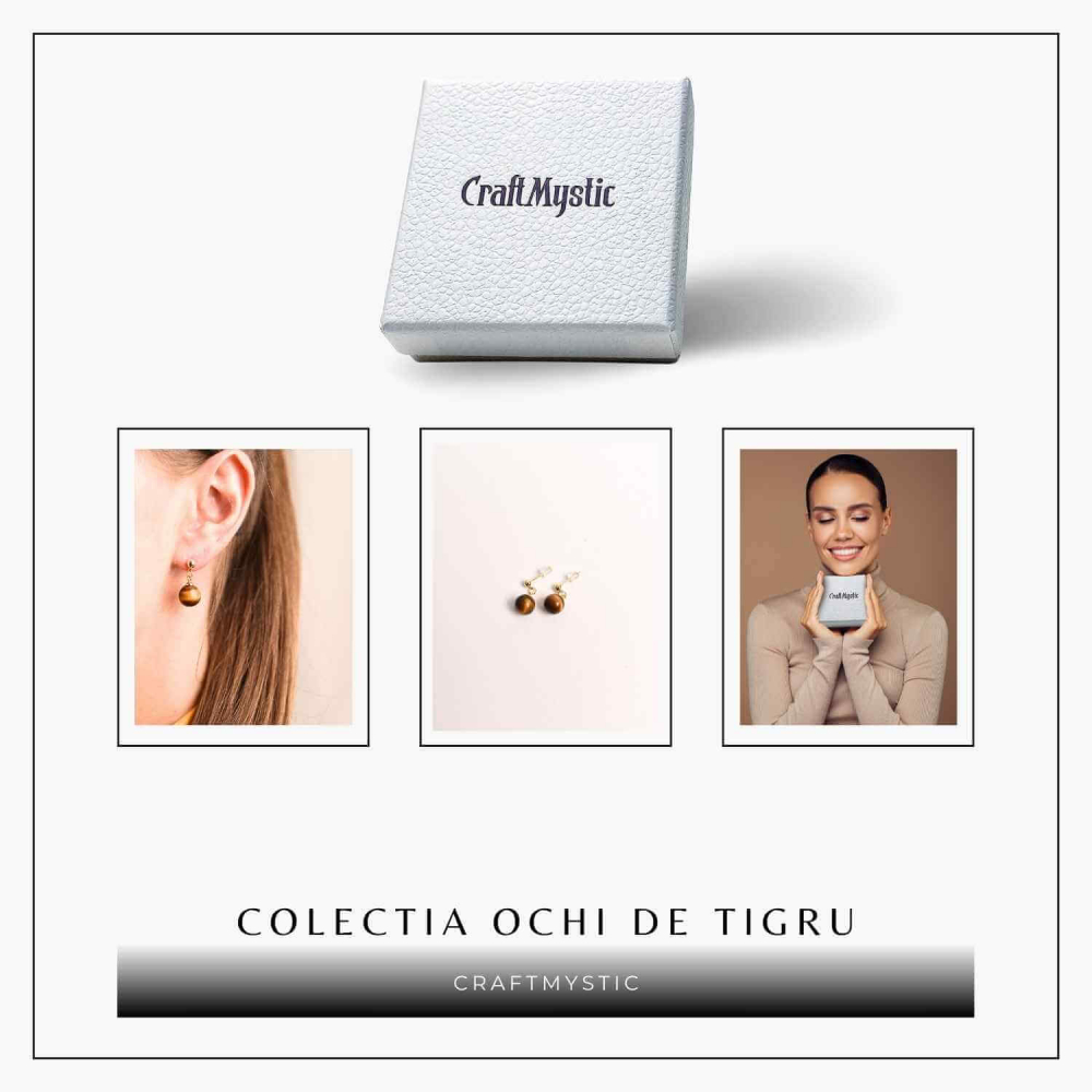 Cercei Ochi de Tigru Biluta 10 mm - Protectie si Eleganta Aurie [7]