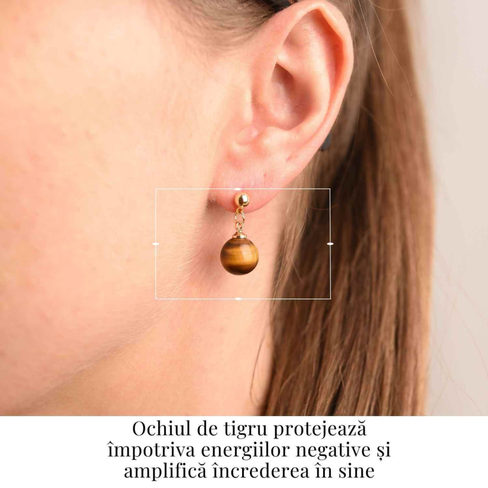 Cercei Ochi de Tigru Biluta 10 mm - Protectie si Eleganta Aurie [2]