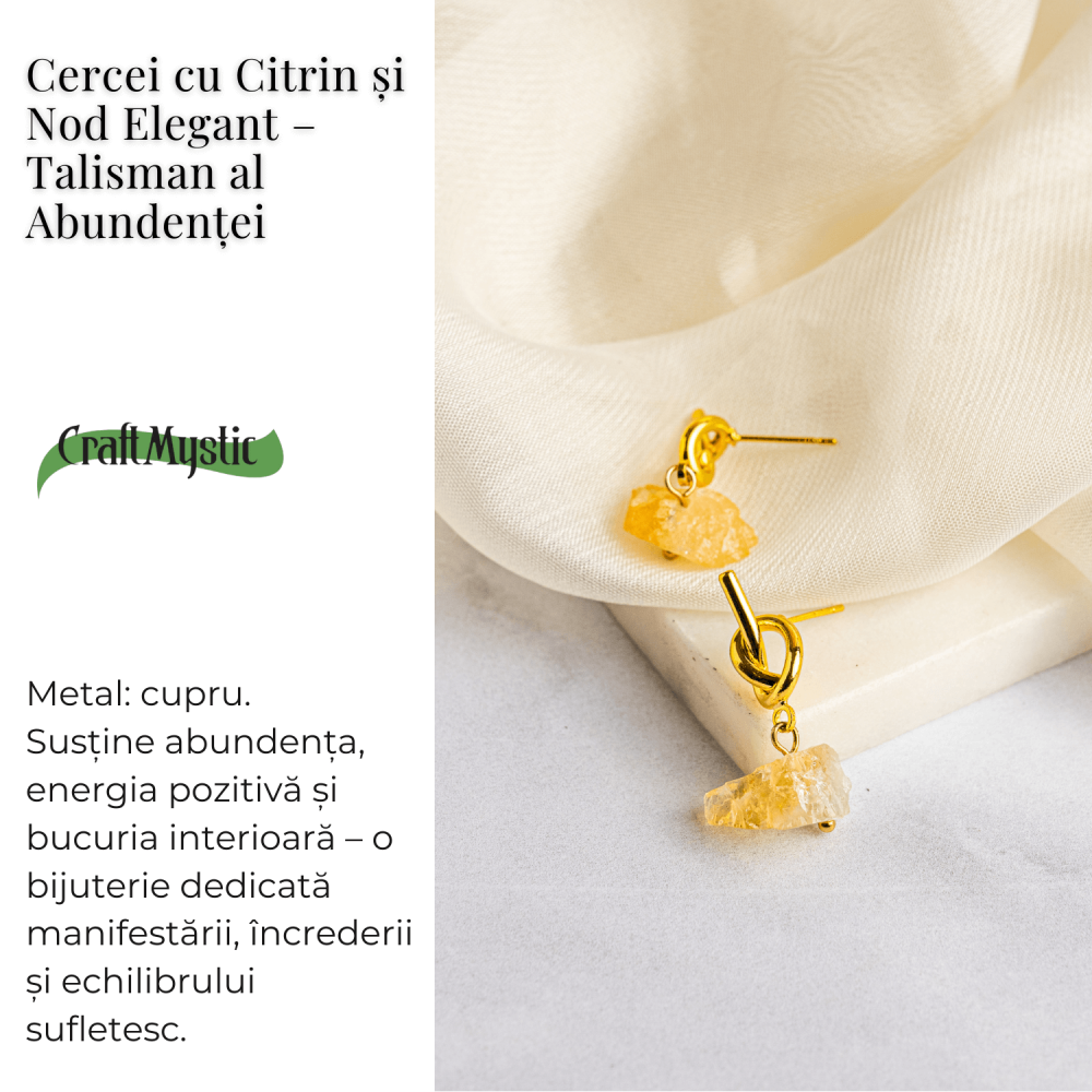 Talisman al Abundentei – Cercei cu Citrin si Nod Elegant [3]