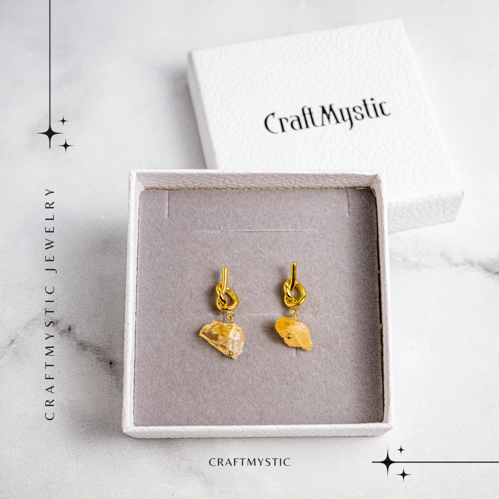 Talisman al Abundentei – Cercei cu Citrin si Nod Elegant [7]