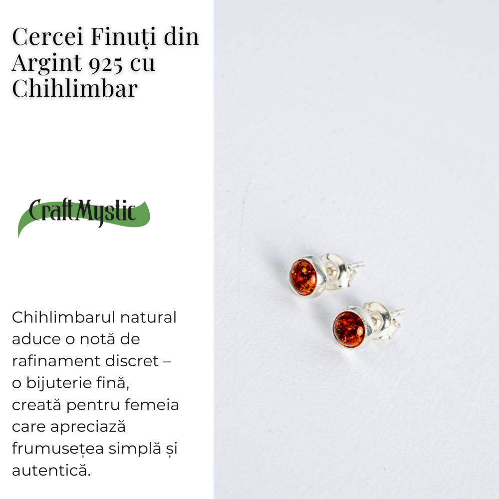 Rafinament discret – Cercei Finuti din Argint 925 cu Chihlimbar [5]