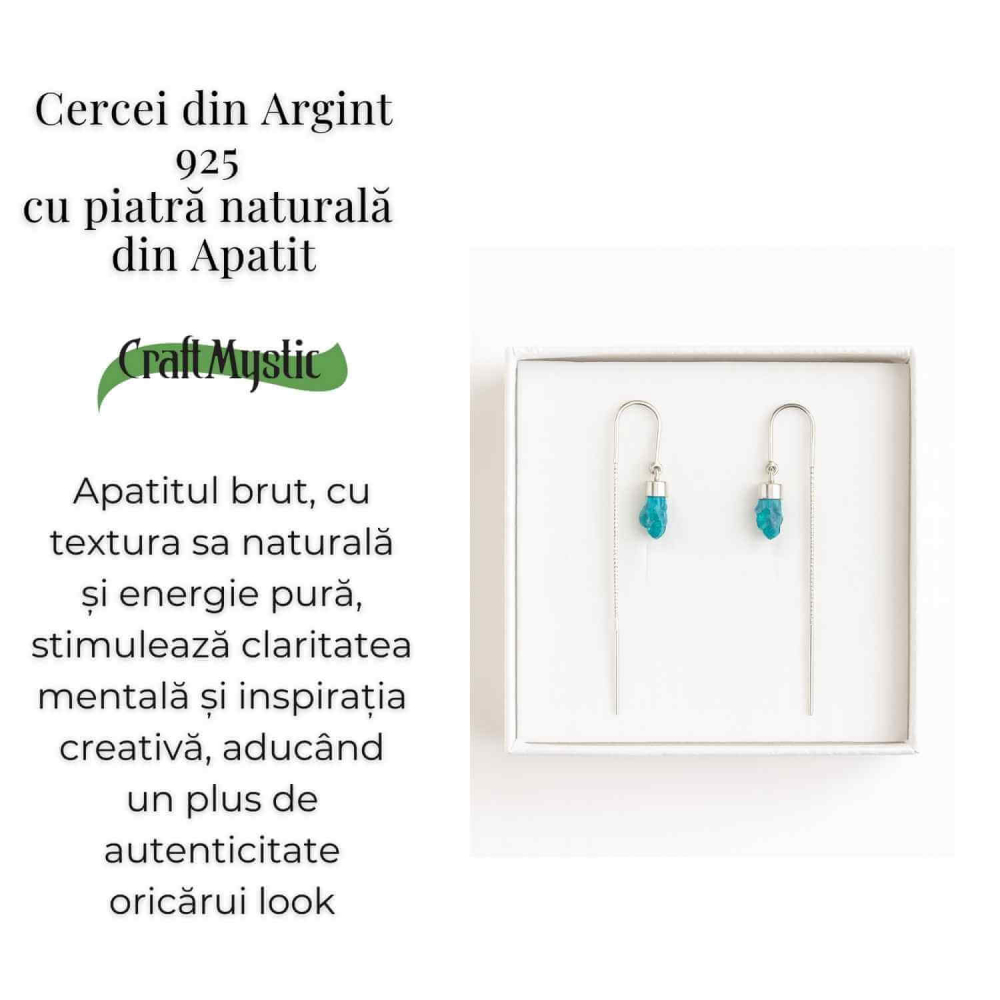 Claritate si Energie Pozitiva – Cercei Lungi din Argint 925 cu Lant si Apatit Albastru [3]