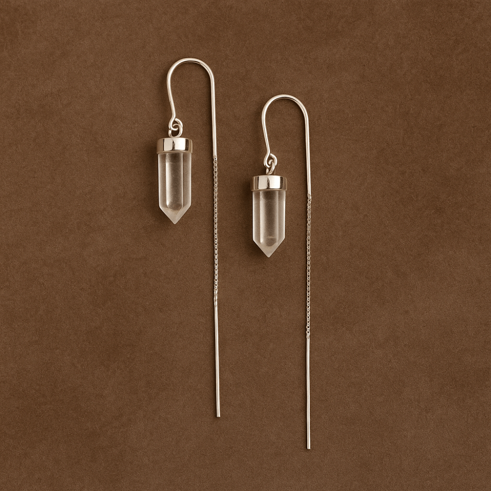 Claritate mentala si purificare – Cercei lungi din argint 925 cu Cuart de Stanca natural [6]