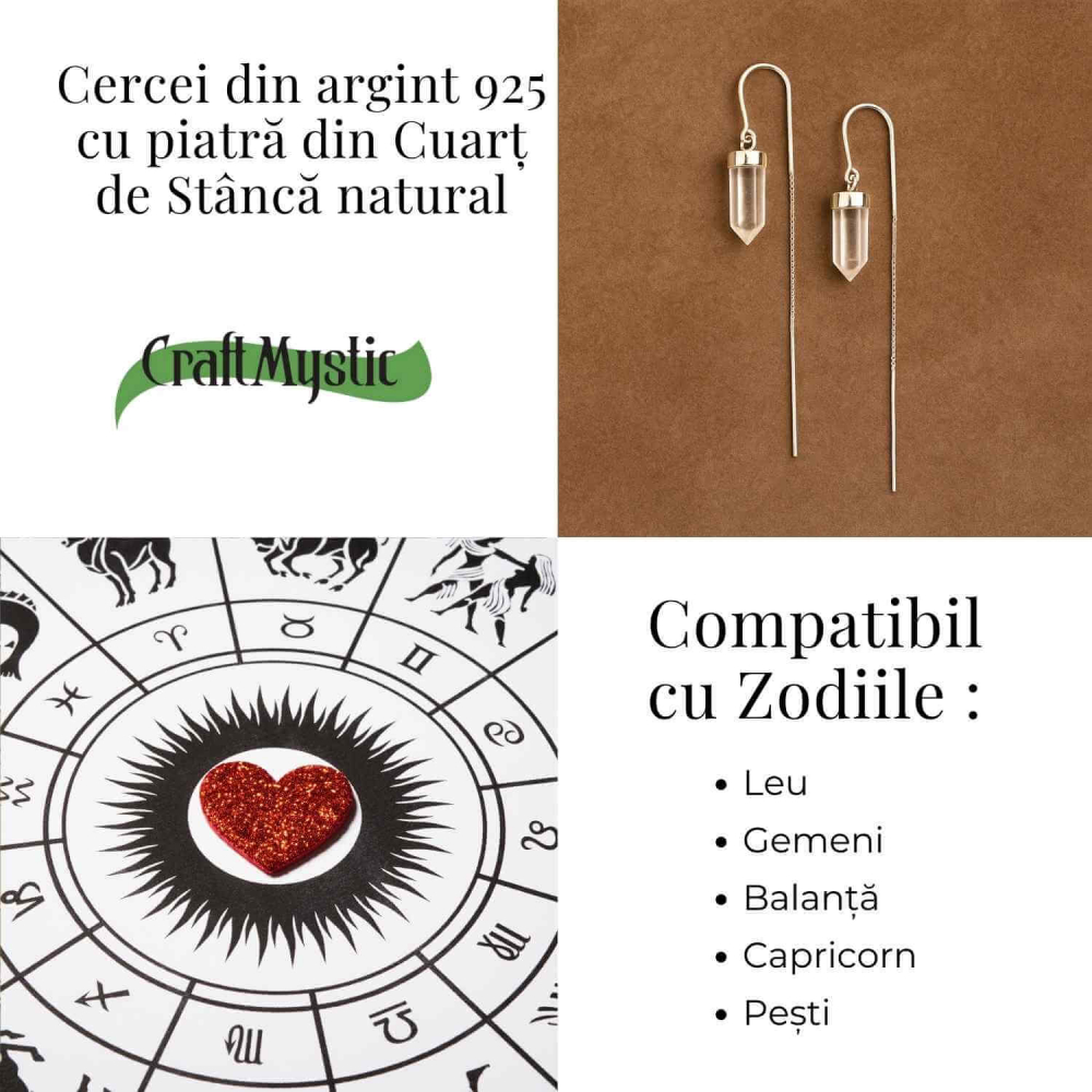 Claritate mentala si purificare – Cercei lungi din argint 925 cu Cuart de Stanca natural [5]