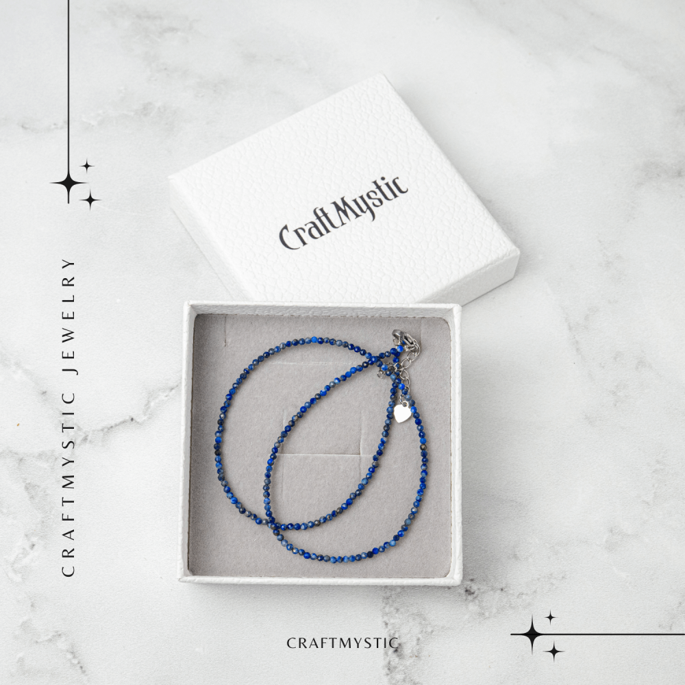 Intelepciune si Creativitate – Choker din Otel Inoxidabil cu Lapis Lazuli Natural Fatetat [7]