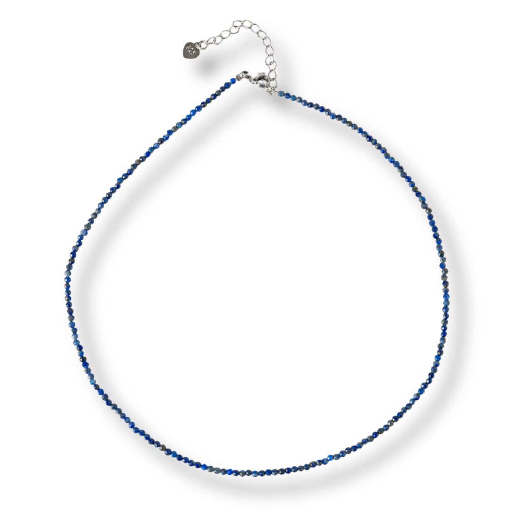 Intelepciune si Creativitate ,   Choker din Otel Inoxidabil cu Lapis Lazuli Natural Fatetat