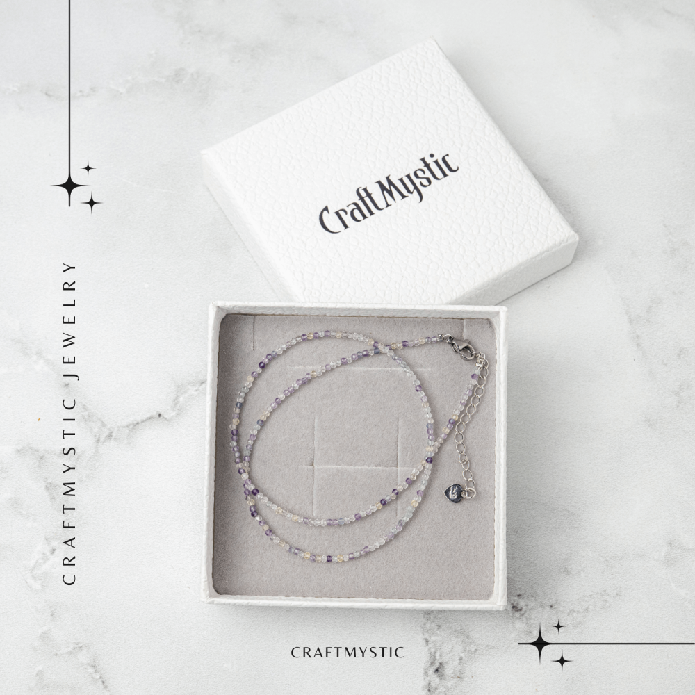 Echilibru si Claritate – Choker din Otel Inoxidabil cu Fluorit Multicolor Natural Fatetat 2.5MM [7]