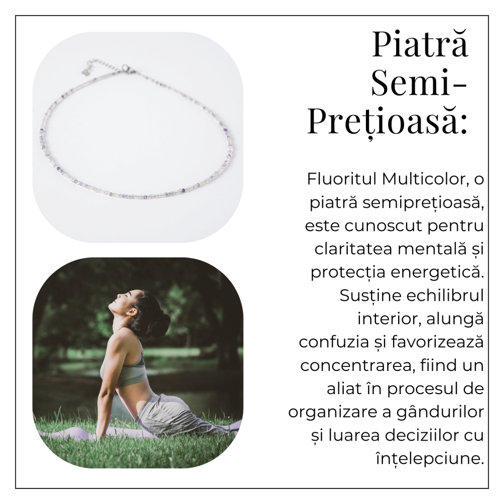 Echilibru si Claritate – Choker din Otel Inoxidabil cu Fluorit Multicolor Natural Fatetat 2.5MM [6]