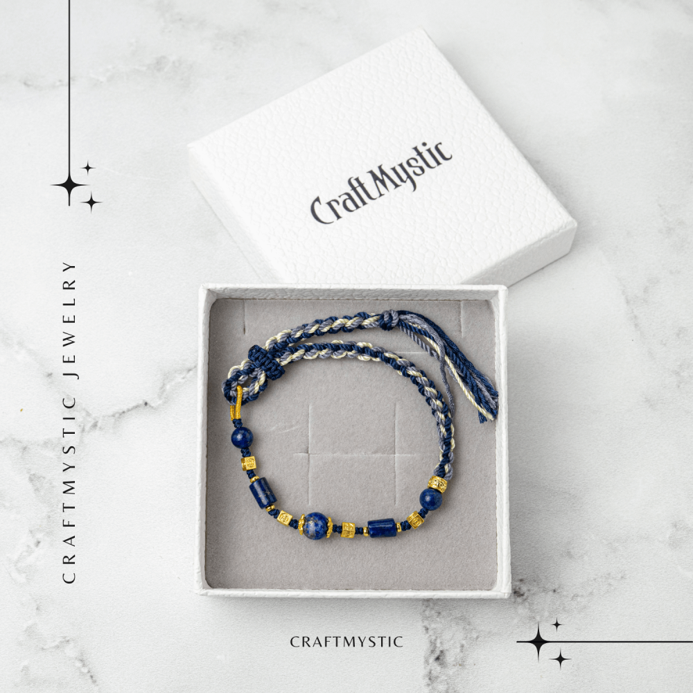 Protectie si Claritate – Bratara Impletita din Lapis Lazuli Natural, Lucrata Manual [7]