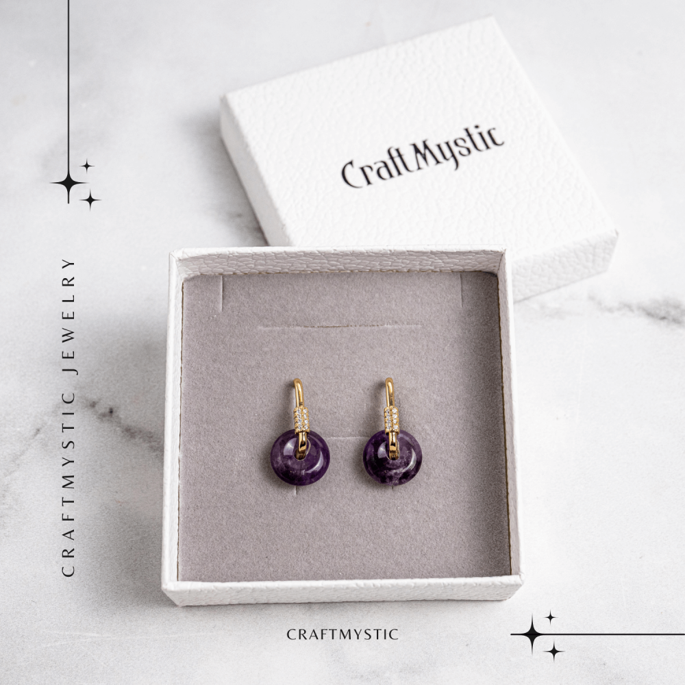 Bijuterie de Liniste – Cercei cu Ametist si design Pi [7]