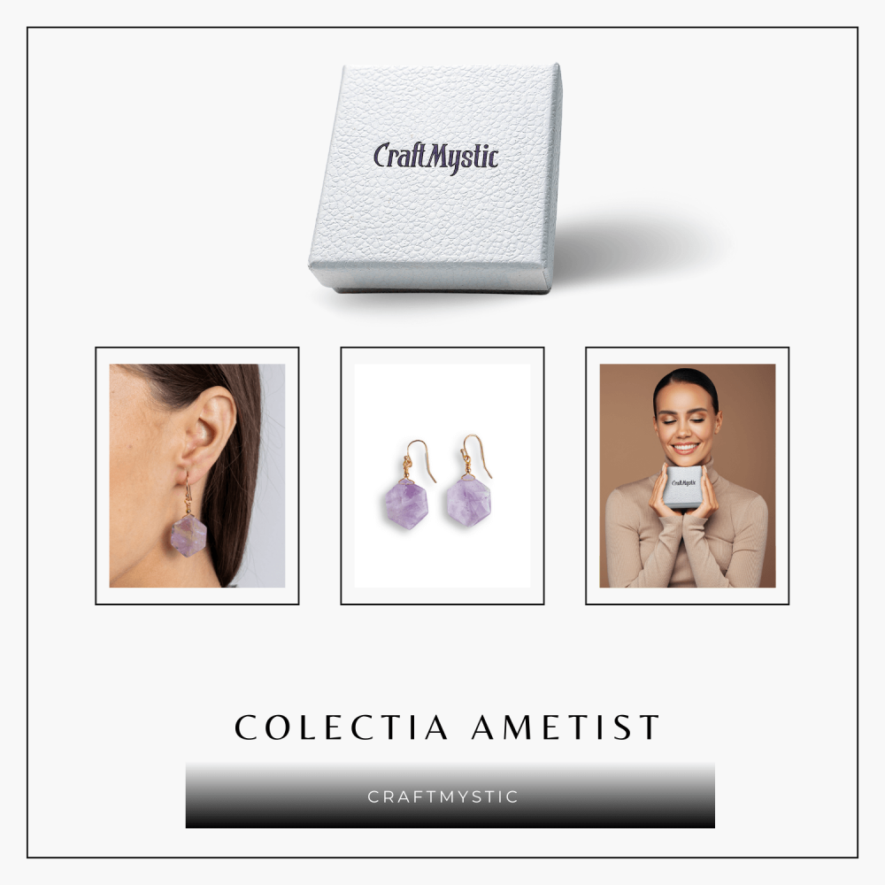 Claritate si Liniste – Cercei cu Ametist Hexagonal [8]