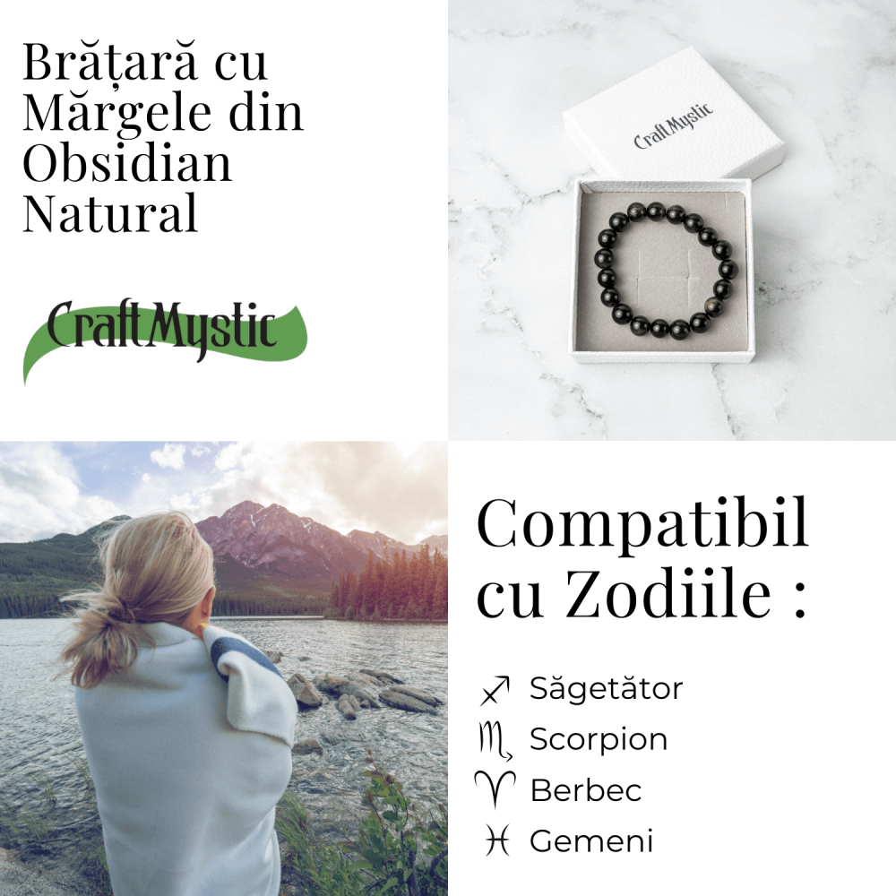 Energie si Protectie – Bratara din Obsidian Auriu Natural 10mm [5]