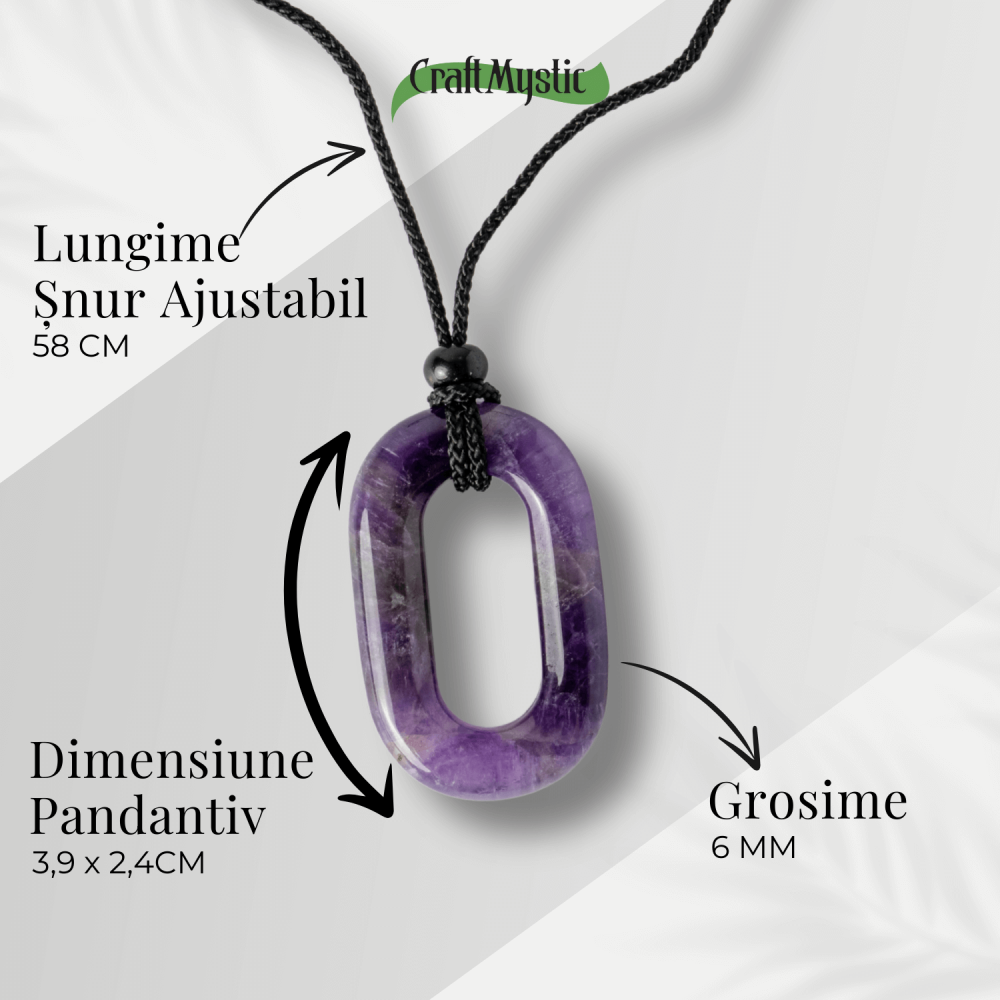 Colier cu Pandantiv Oval din Ametist Natural – Piatra Protectiei si Claritatii Spirituale [4]