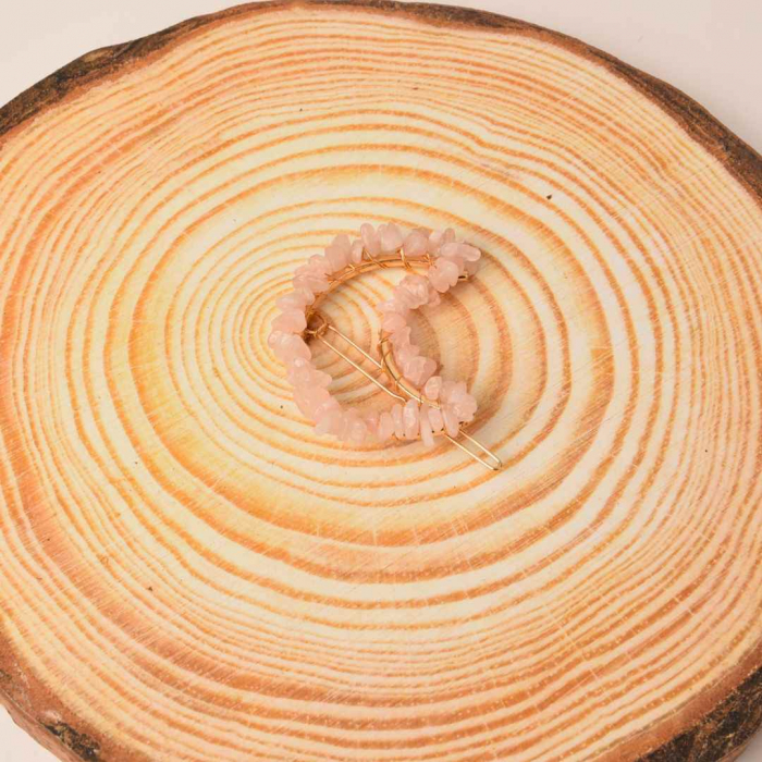 Cleme de par in forma de semiluna cu piatra naturala semipretioasa Ametist pentru un look chic si vibratii pozitive [2]