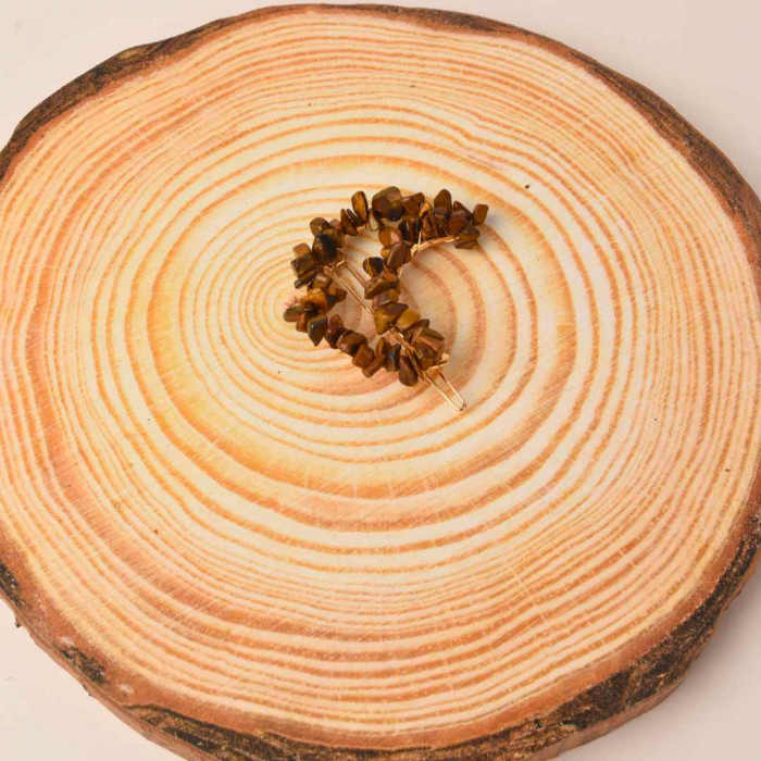 Cleme de par in forma de semiluna cu piatra naturala semipretioasa Ametist pentru un look chic si vibratii pozitive [4]