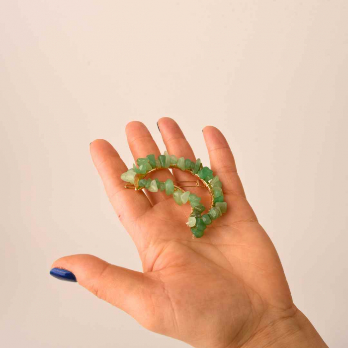 Cleme de par in forma de semiluna cu piatra naturala semipretioasa Ametist pentru un look chic si vibratii pozitive [3]