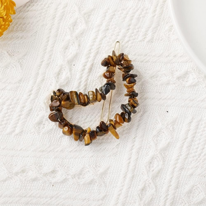 Cleme de par in forma de semiluna cu piatra naturala semipretioasa Ametist pentru un look chic si vibratii pozitive [2]